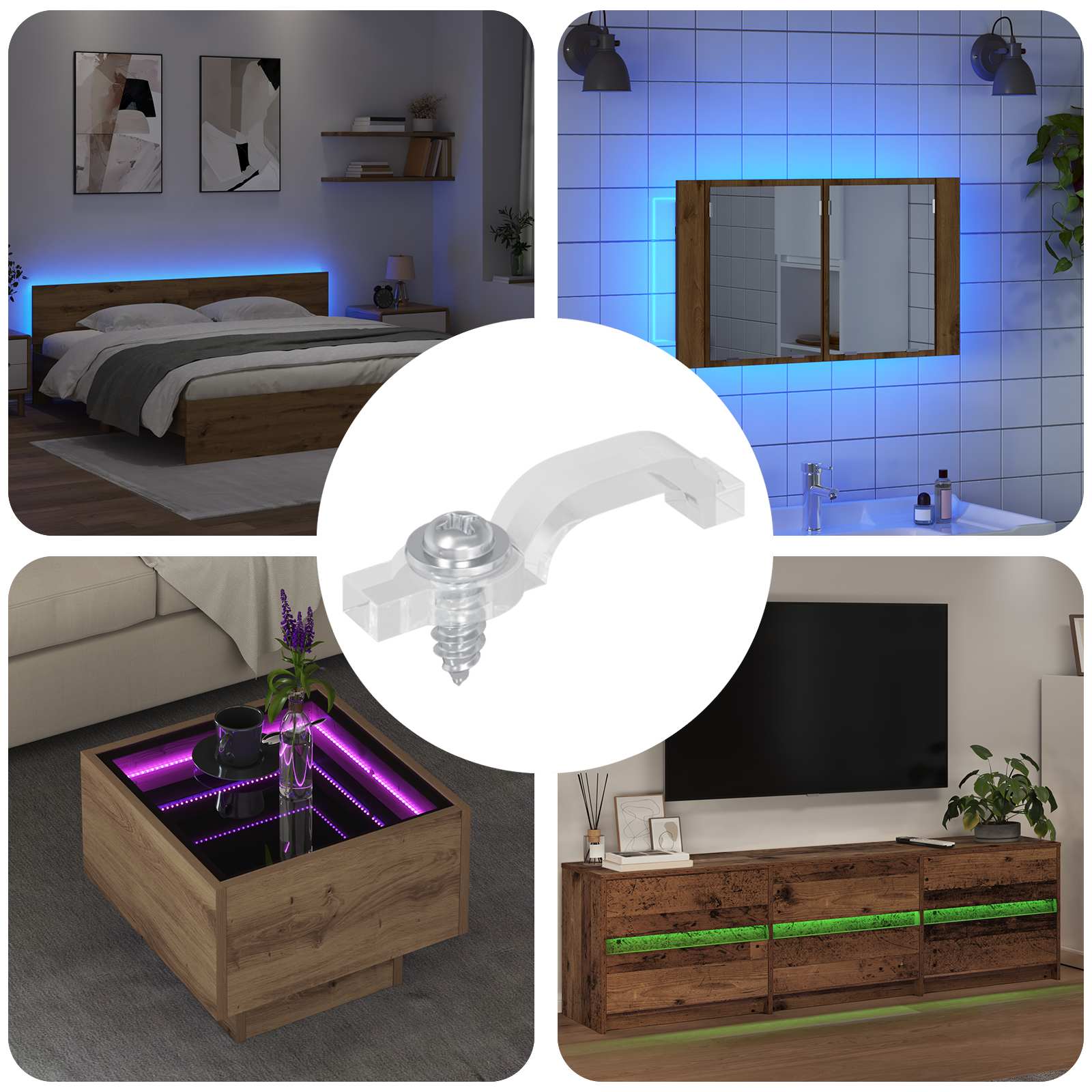 vidaXL LED Strip Clips 2 pcs Doorzichtig 2 x 1 x 0.5 cm