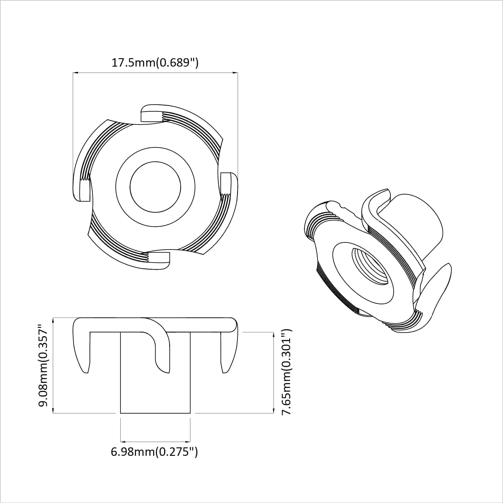 vidaXL Gestanste T-moer 2 pcs Zilver M6 mm Staal