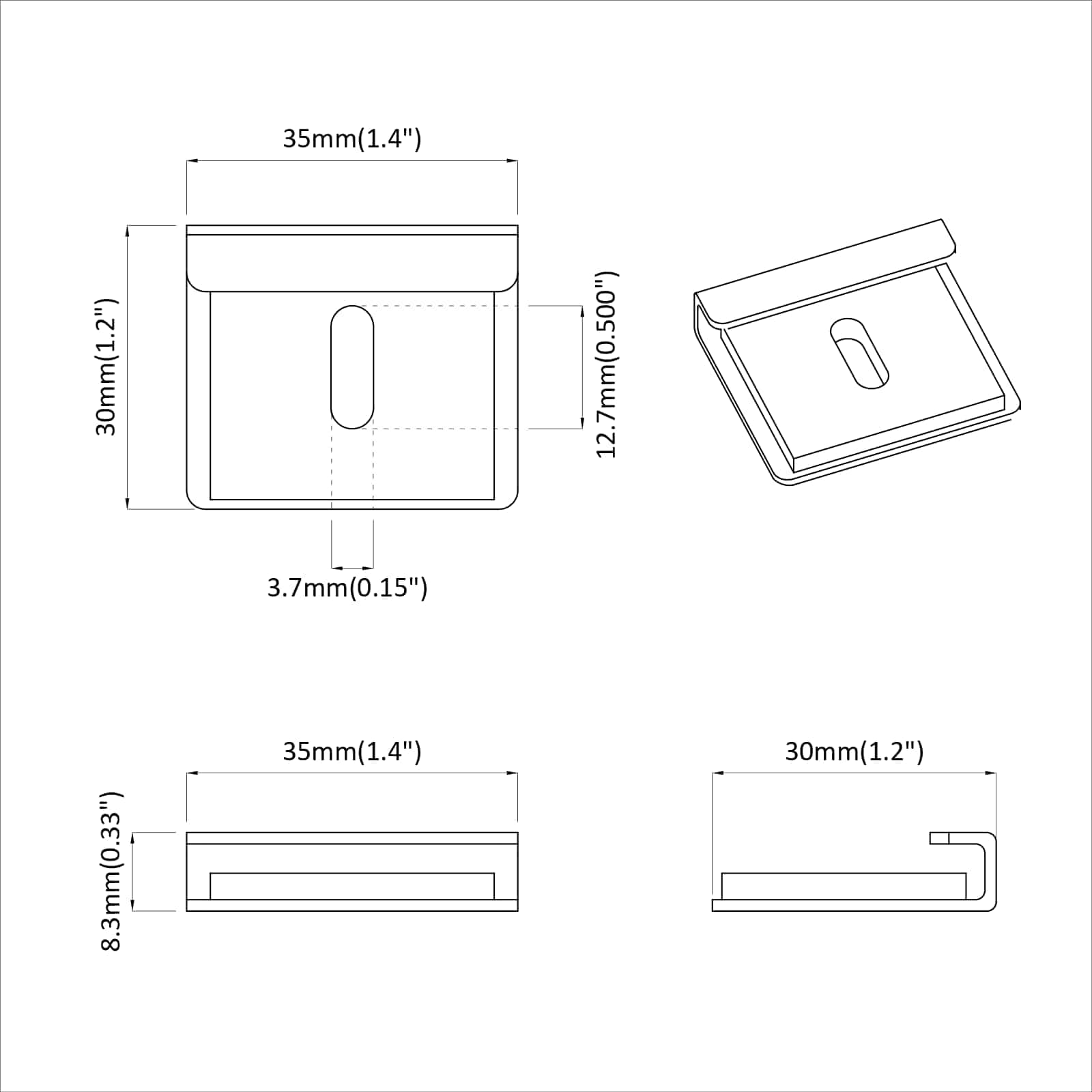 vidaXL Spiegel Bevestigingsbeugel 2 pcs Nikkel 35 x 30 x 8,3 mm Staal