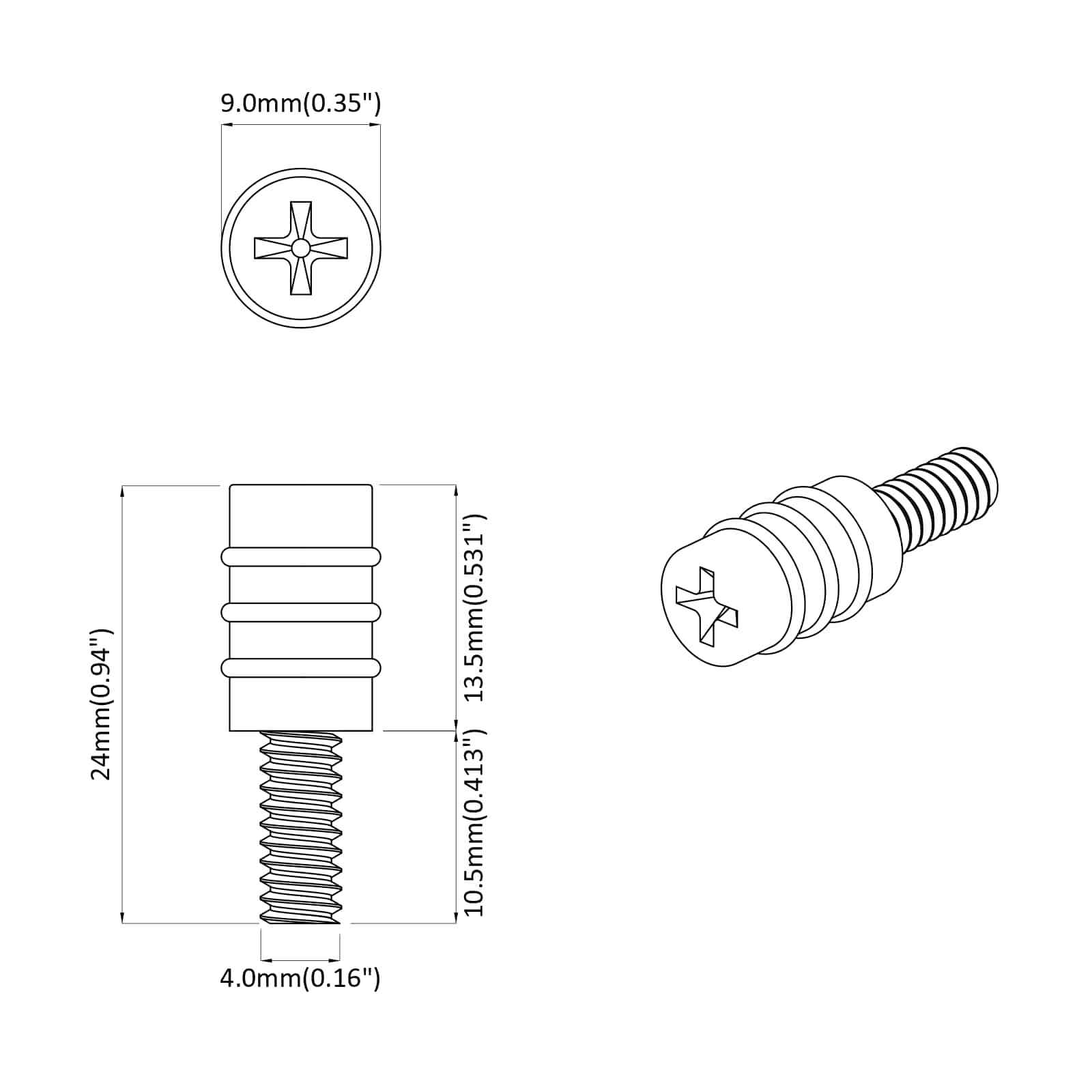 vidaXL Standoff Schroef 2 pcs Zwart M4 Rubber en Staal