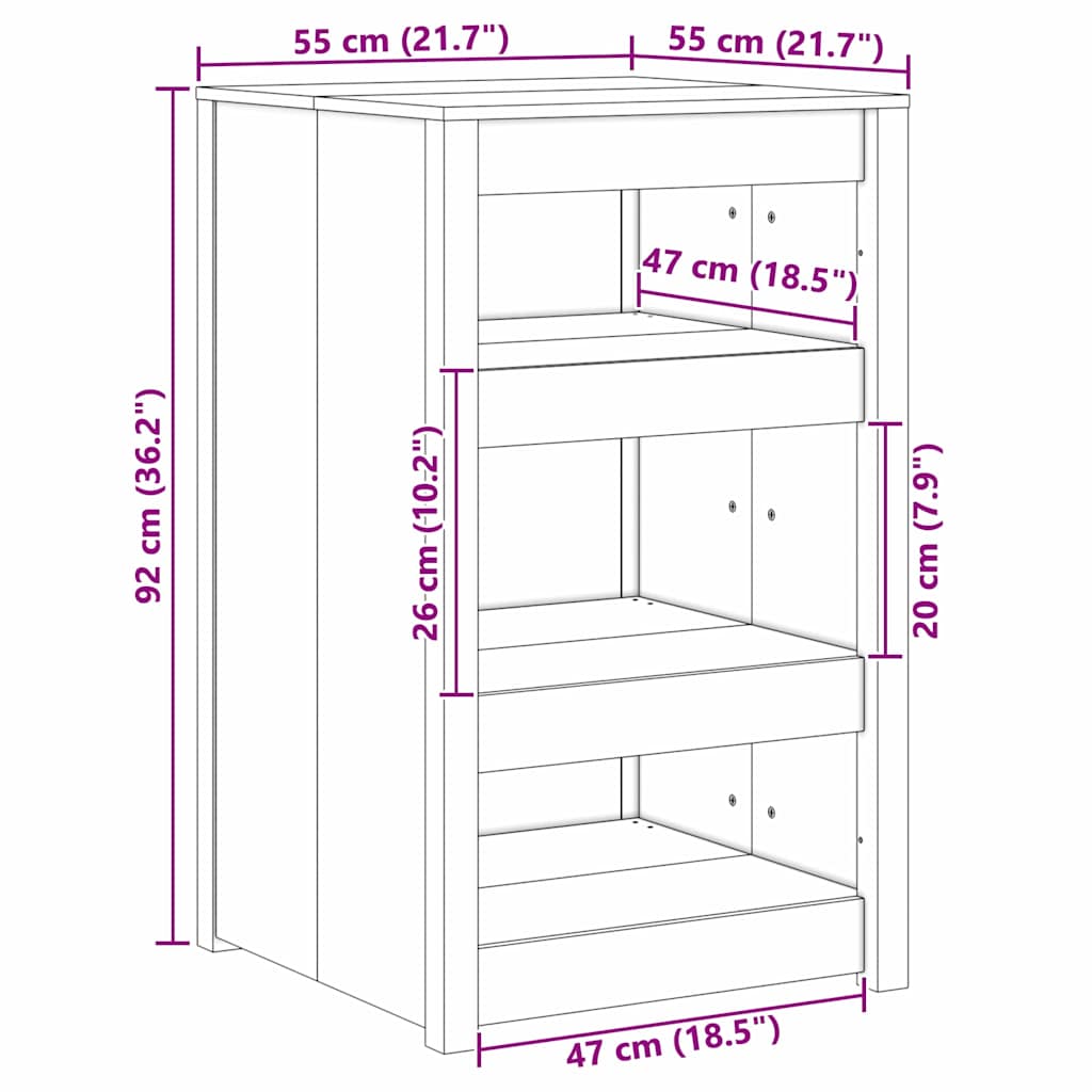 vidaXL Buitenkeuken kast 55x55x92 cm Massief hout van grenen