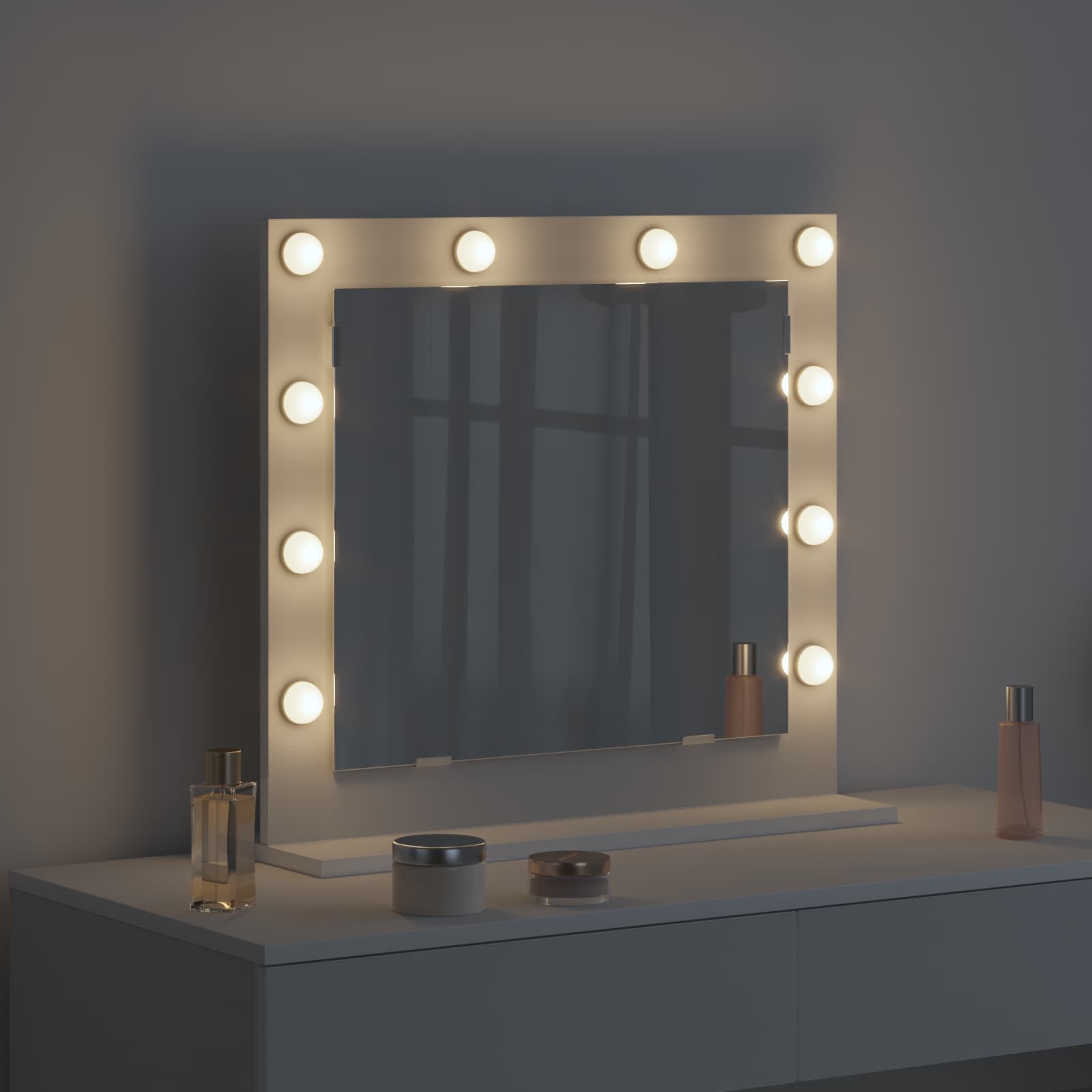 vidaXL Wasbakspiegel met LED Verlichting Wit 60x55x18 cm
