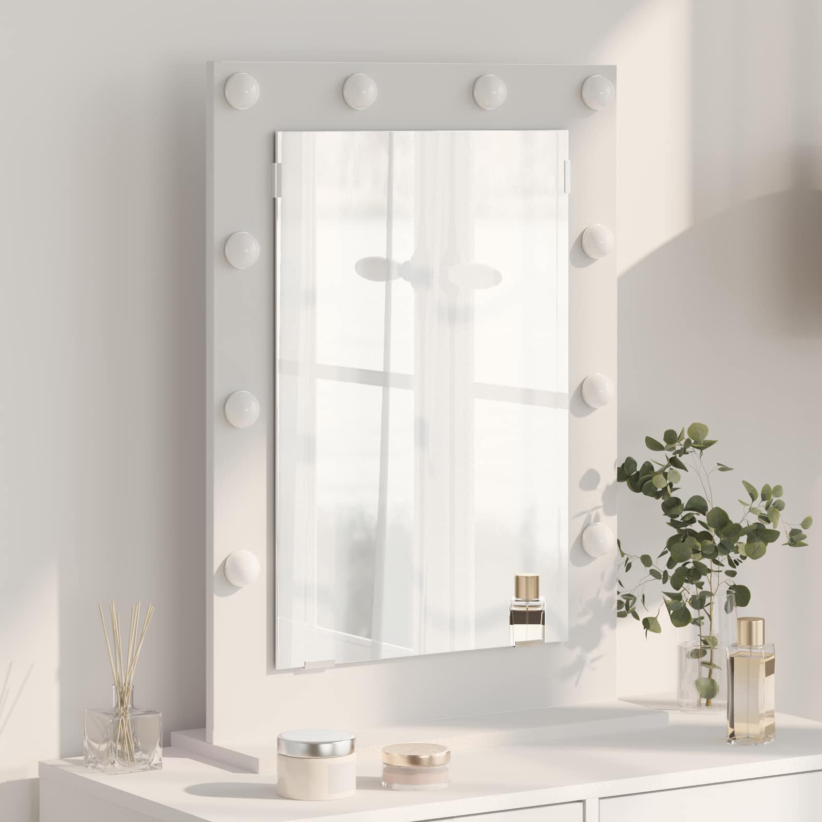 vidaXL Wasbakspiegel met LED Verlichting Wit 60x55x18 cm