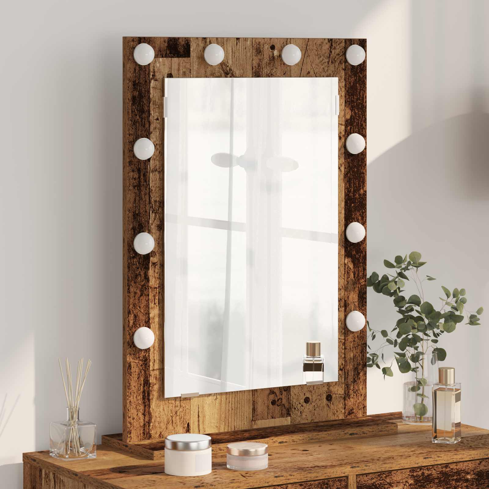vidaXL Wasbakspiegel met LED Verlichting Wit 60x55x18 cm