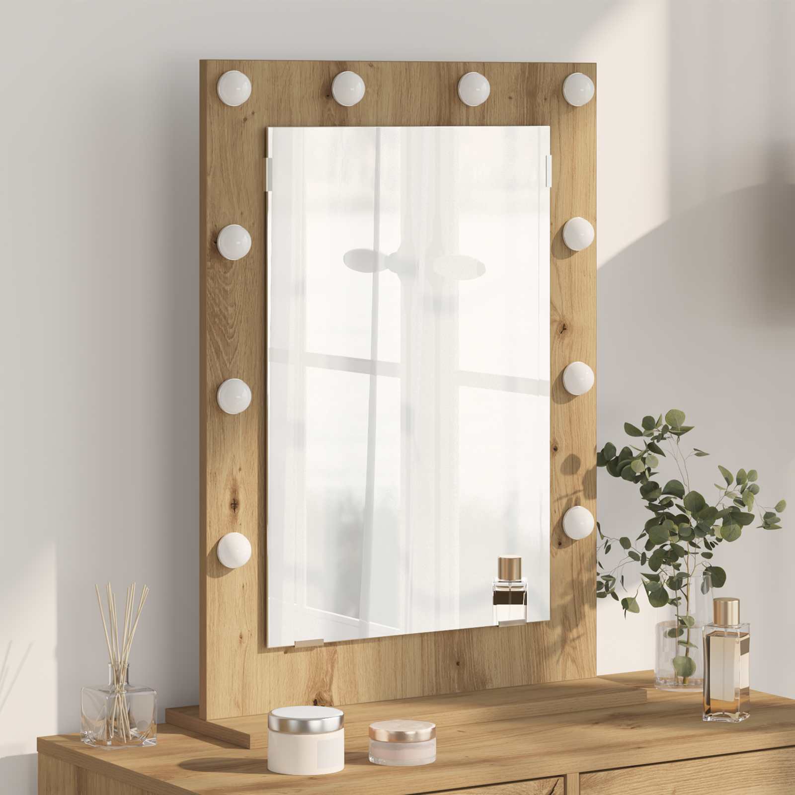 vidaXL Wasbakspiegel met LED Verlichting Wit 60x55x18 cm