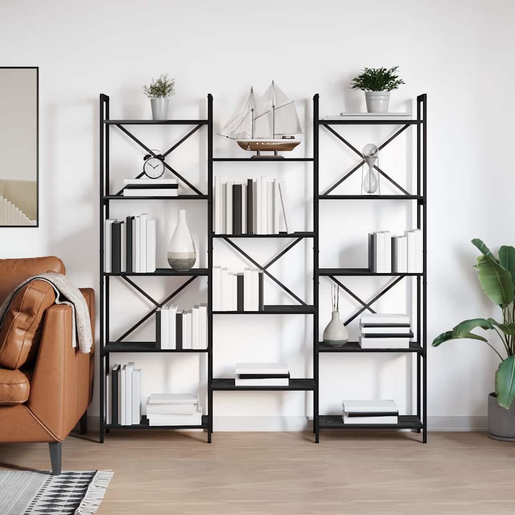 vidaXL Boekenkast Zwart eiken 156 x 25 x 167.5 cm Bewerkt hout