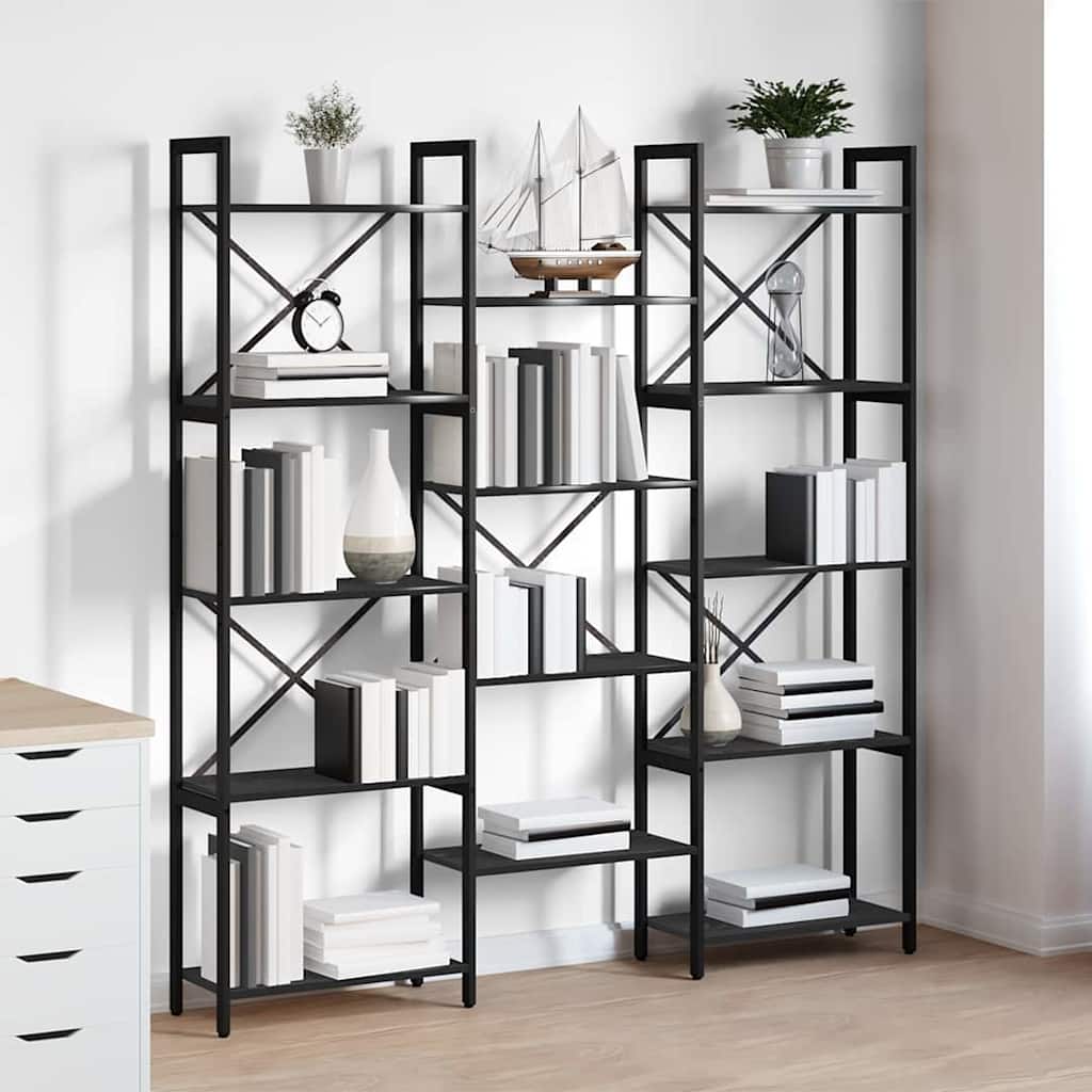 vidaXL Boekenkast Zwart eiken 156 x 25 x 167.5 cm Bewerkt hout