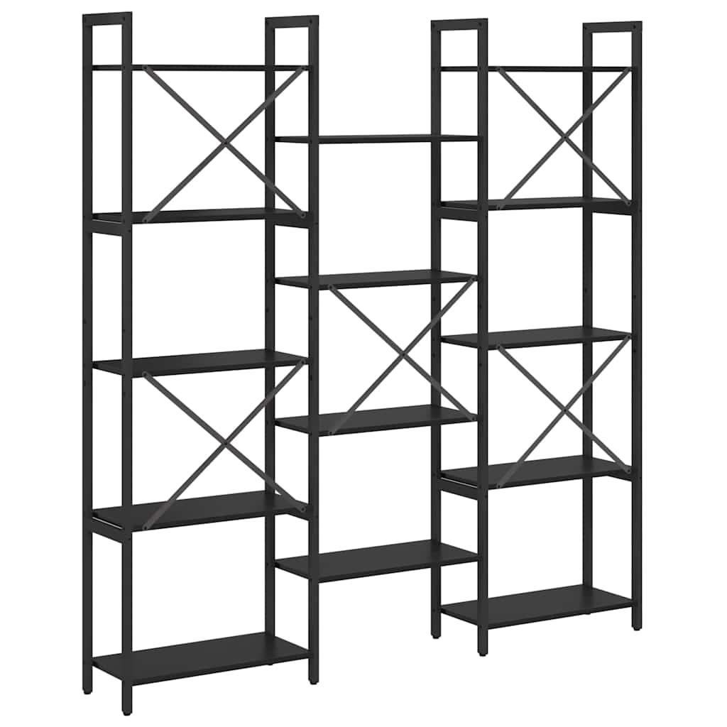 vidaXL Boekenkast Zwart eiken 156 x 25 x 167.5 cm Bewerkt hout