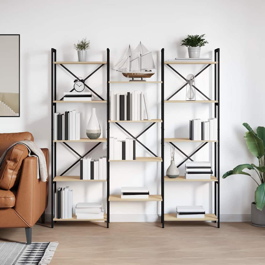 vidaXL Boekenkast Zwart eiken 156 x 25 x 167.5 cm Bewerkt hout