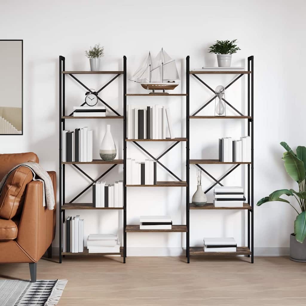 vidaXL Boekenkast Zwart eiken 156 x 25 x 167.5 cm Bewerkt hout