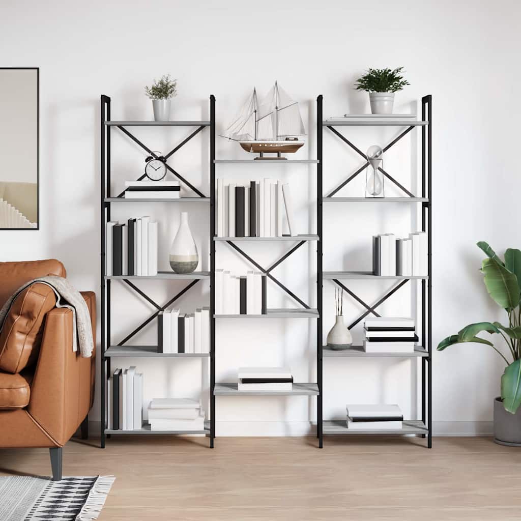 vidaXL Boekenkast Zwart eiken 156 x 25 x 167.5 cm Bewerkt hout