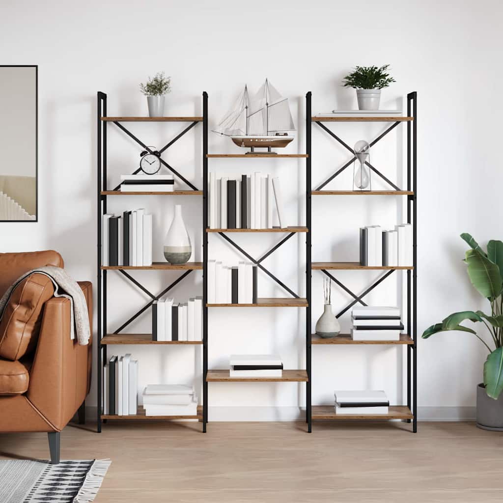 vidaXL Boekenkast Zwart eiken 156 x 25 x 167.5 cm Bewerkt hout
