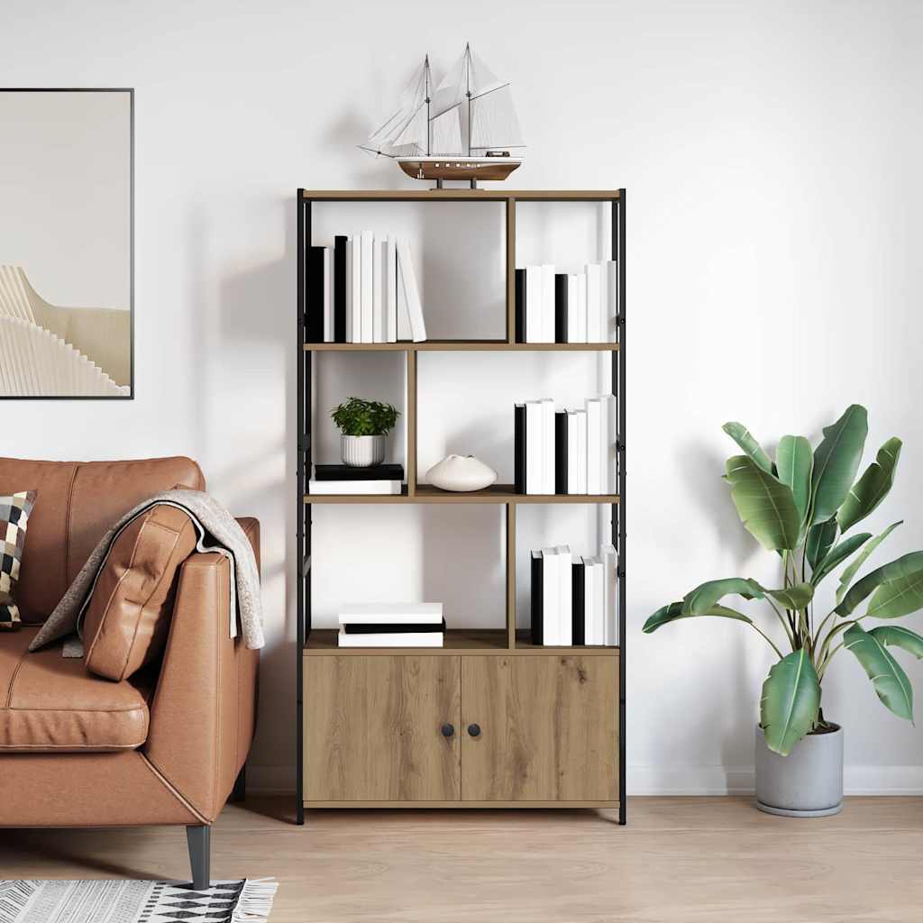 vidaXL Boekenkast Zwart eiken 80 x 30 x 155,5 cm Bewerkt hout