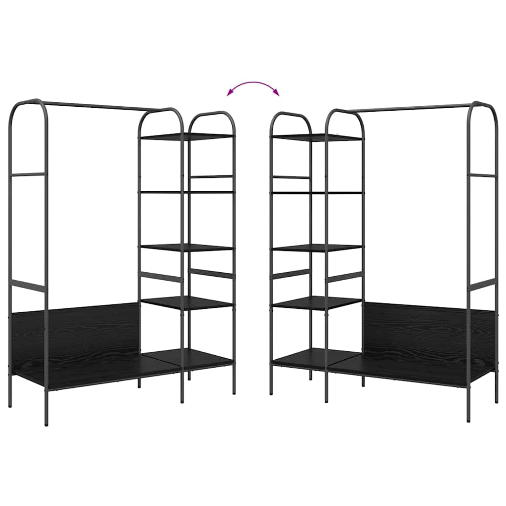 vidaXL Kledingrek met Planken Zwart Eik 120x44x160 cm