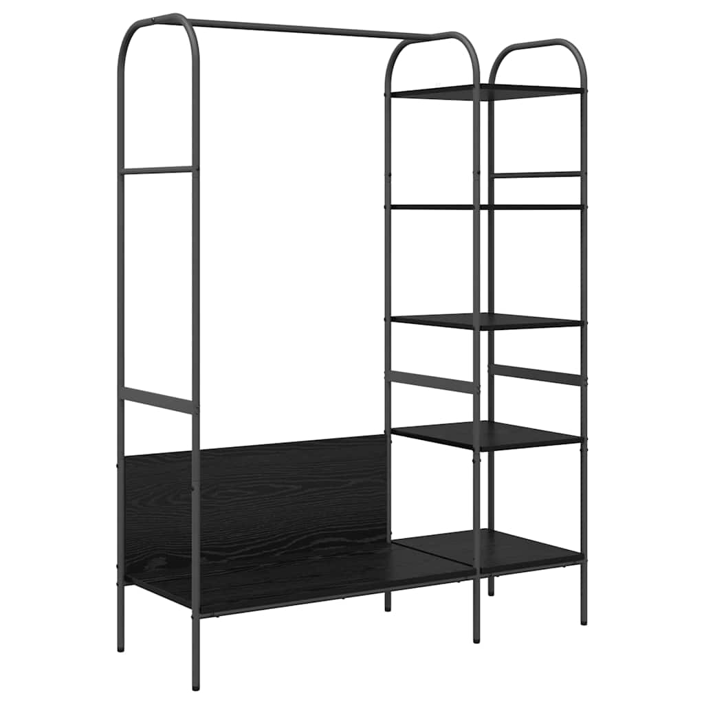 vidaXL Kledingrek met Planken Zwart Eik 120x44x160 cm