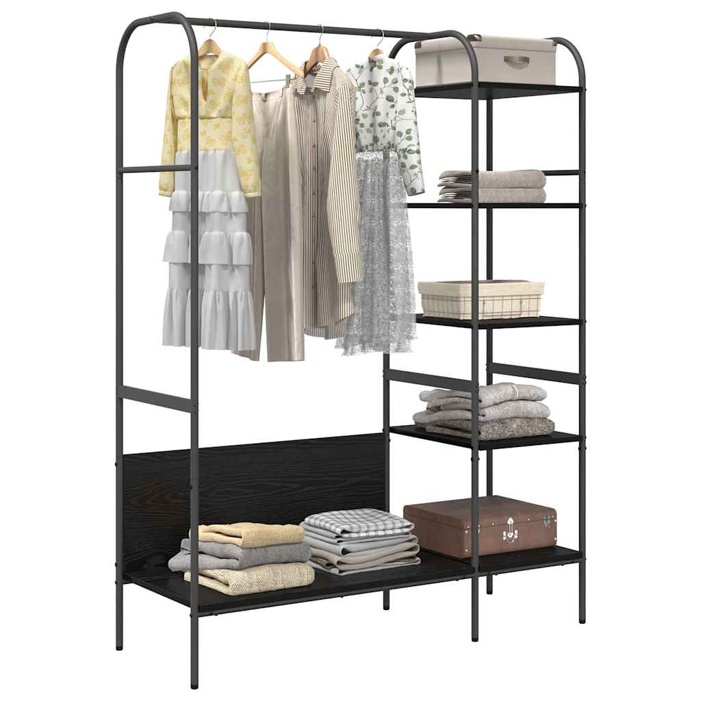 vidaXL Kledingrek met Planken Zwart Eik 120x44x160 cm