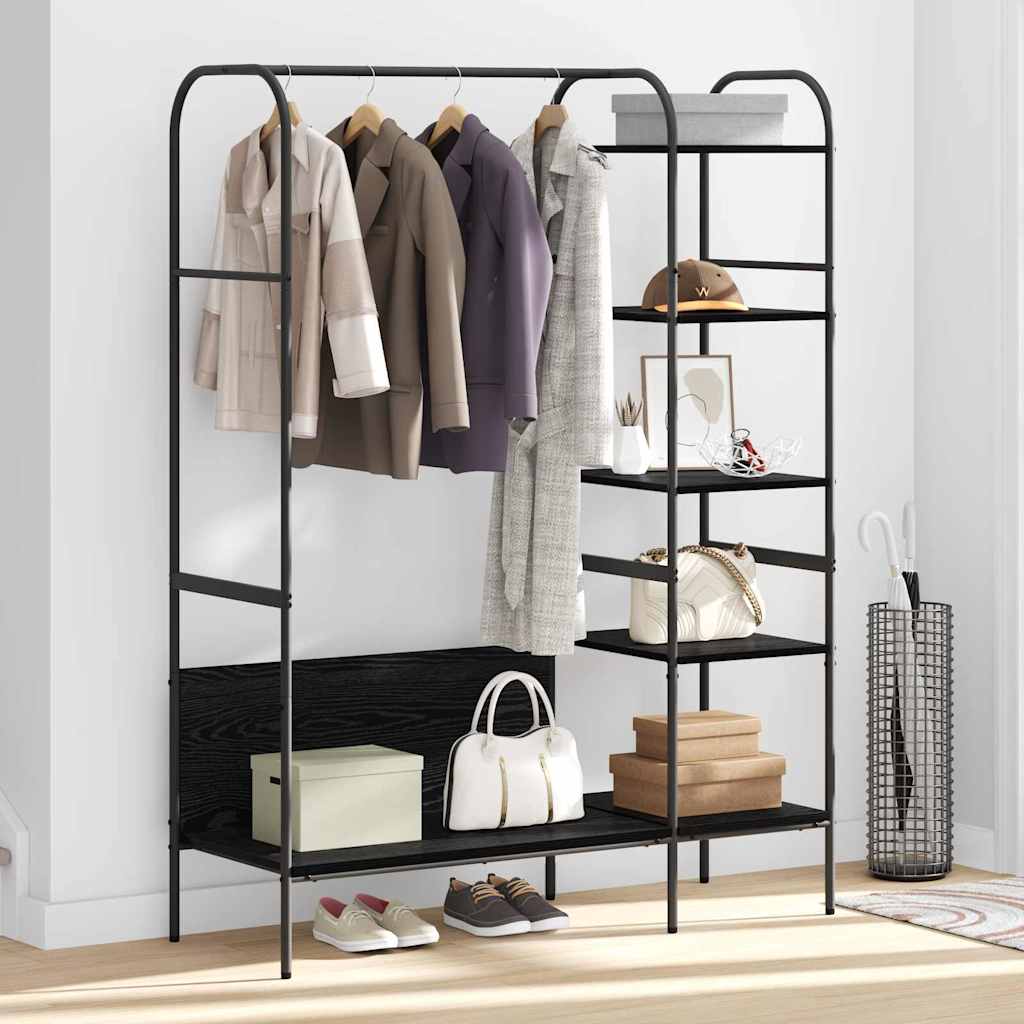 vidaXL Kledingrek met Planken Zwart Eik 120x44x160 cm