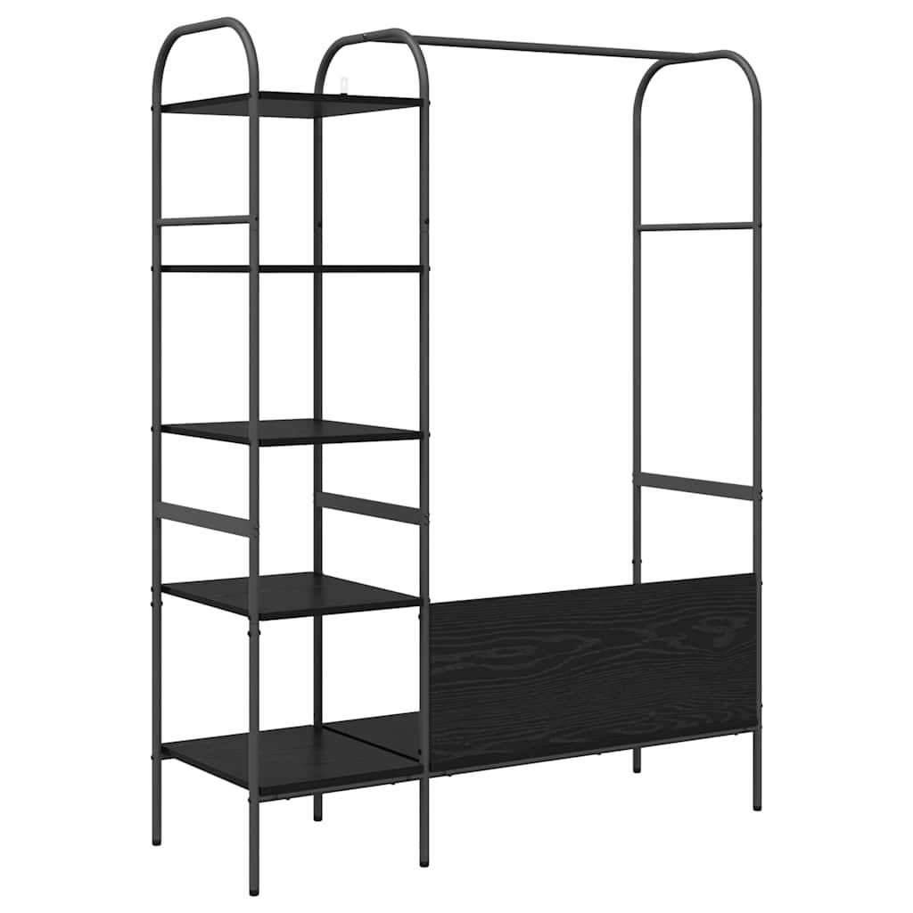 vidaXL Kledingrek met Planken Zwart Eik 120x44x160 cm