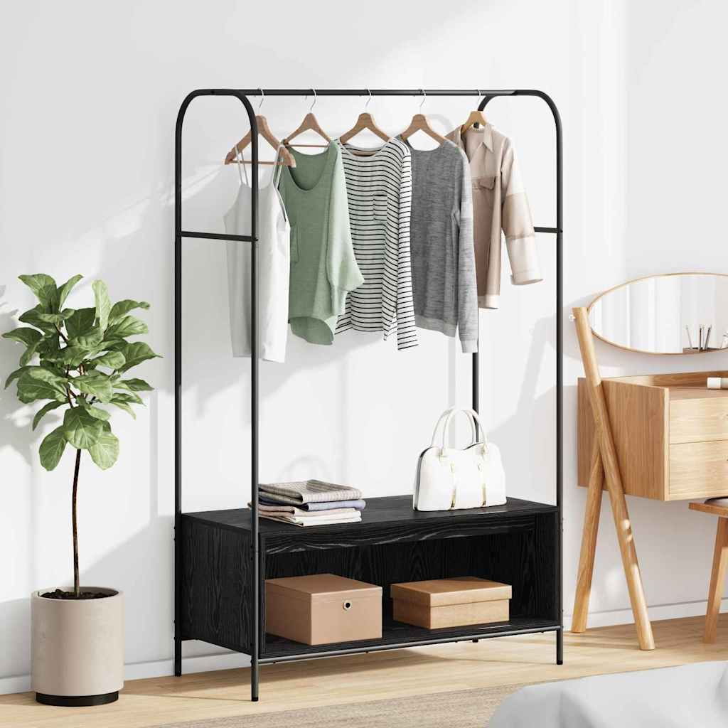 vidaXL Kledingrek met Planken - Zwart Eik 100x44x160 cm
