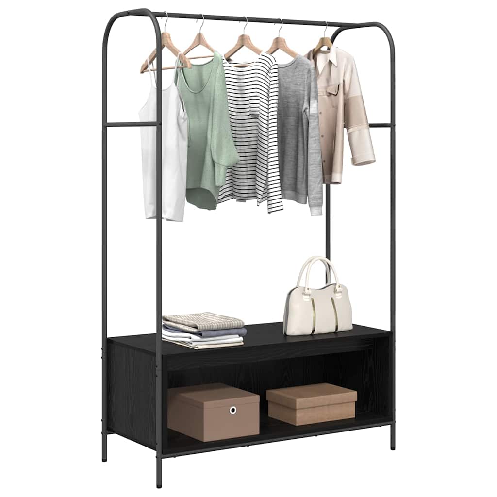 vidaXL Kledingrek met Planken - Zwart Eik 100x44x160 cm