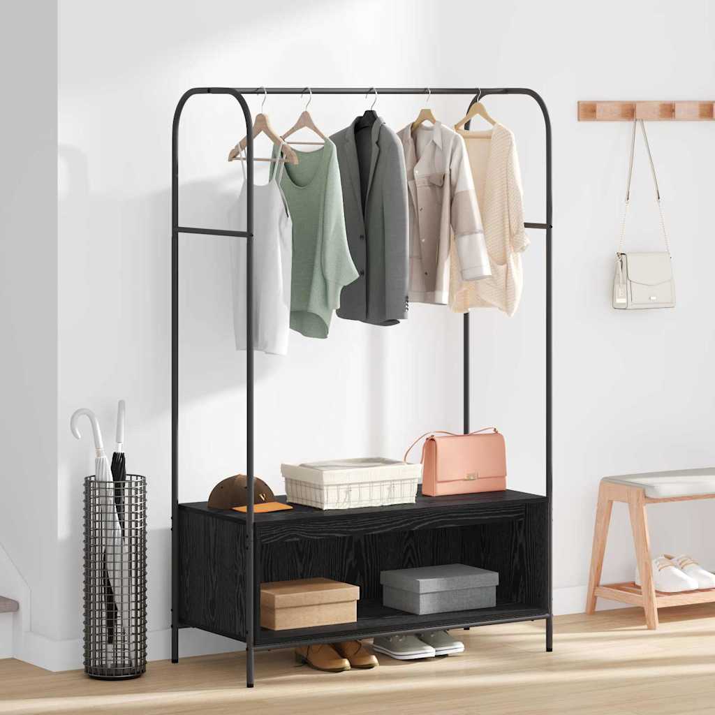 vidaXL Kledingrek met Planken - Zwart Eik 100x44x160 cm