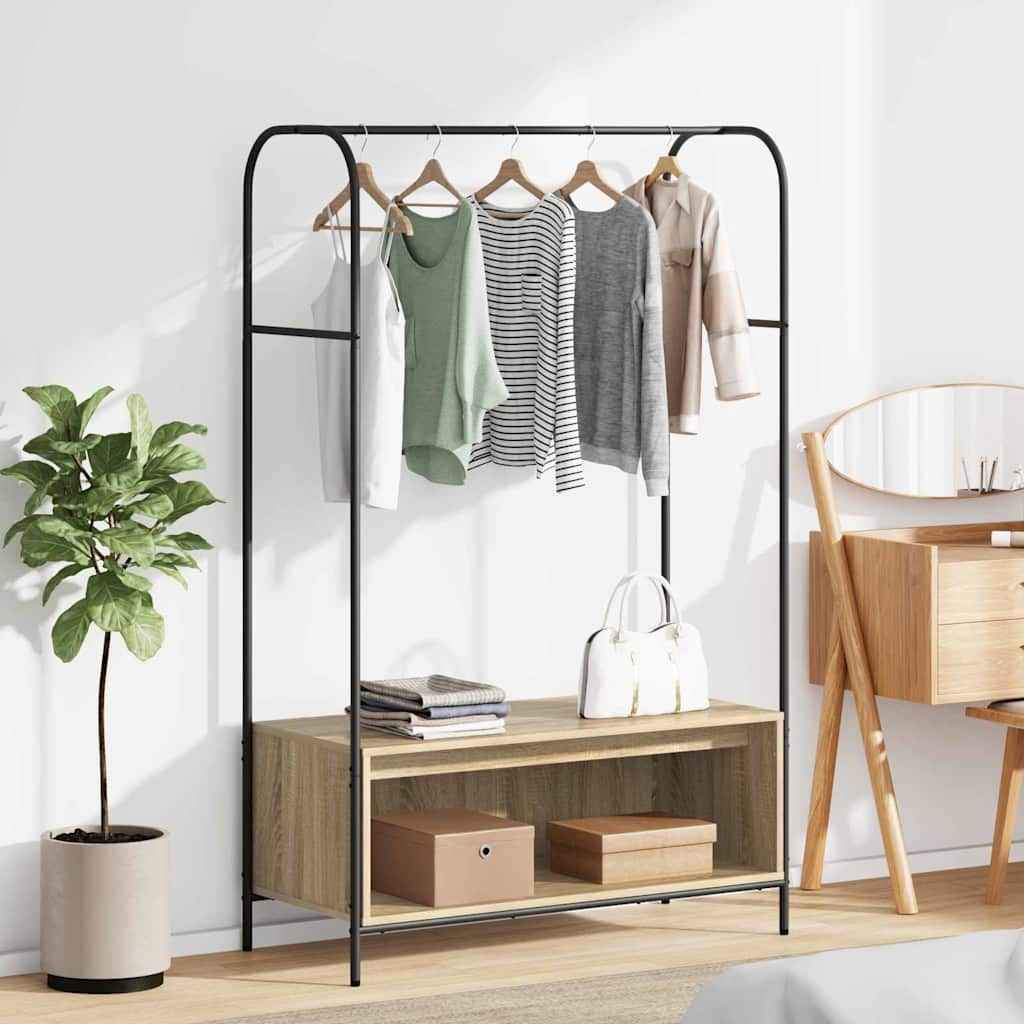 vidaXL Kledingrek met Planken - Zwart Eik 100x44x160 cm
