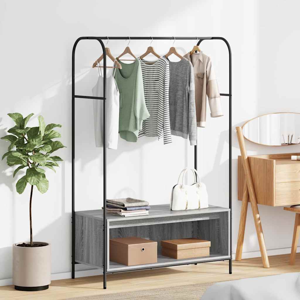 vidaXL Kledingrek met Planken - Zwart Eik 100x44x160 cm