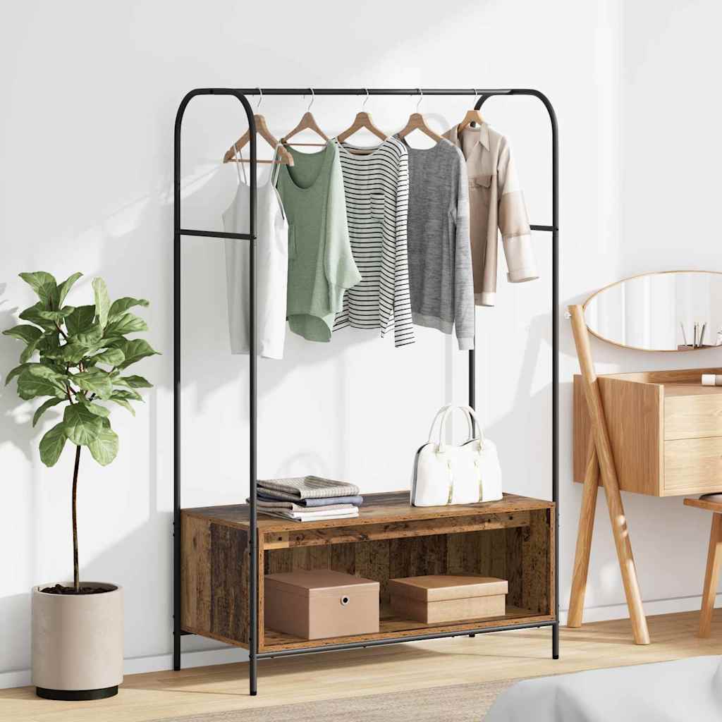 vidaXL Kledingrek met Planken - Zwart Eik 100x44x160 cm