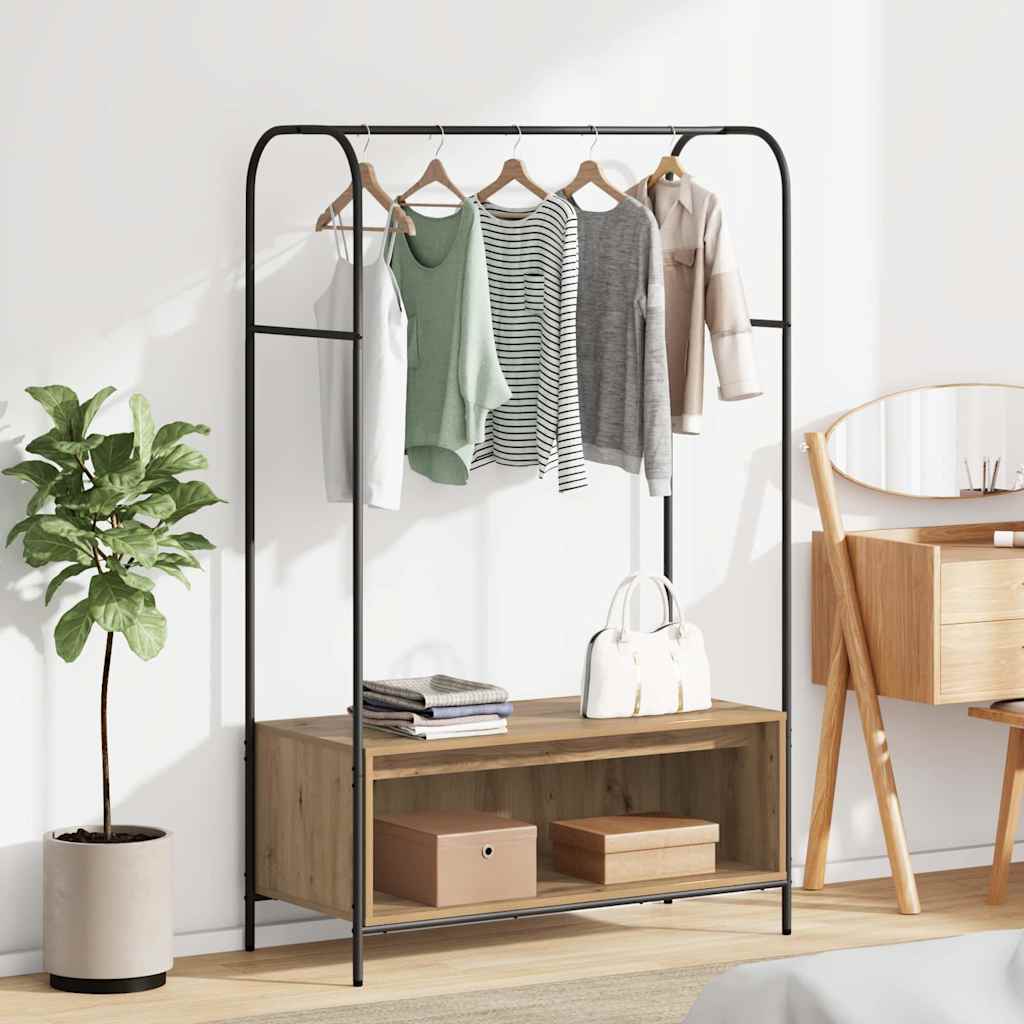 vidaXL Kledingrek met Planken - Zwart Eik 100x44x160 cm