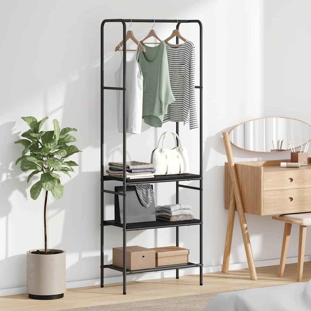 vidaXL Kledingrek met planken met plank Zwart eiken 60 x 30 x 171 cm