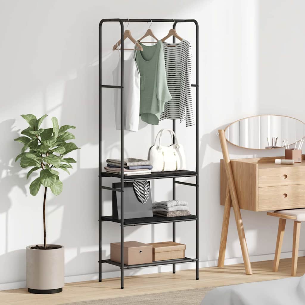vidaXL Kledingrek met planken met plank Zwart eiken 60 x 30 x 171 cm