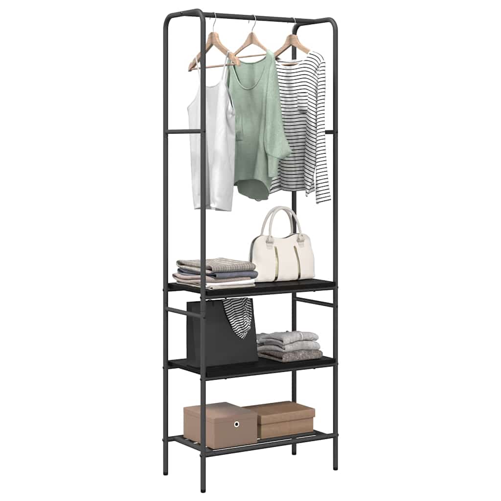 vidaXL Kledingrek met planken met plank Zwart eiken 60 x 30 x 171 cm