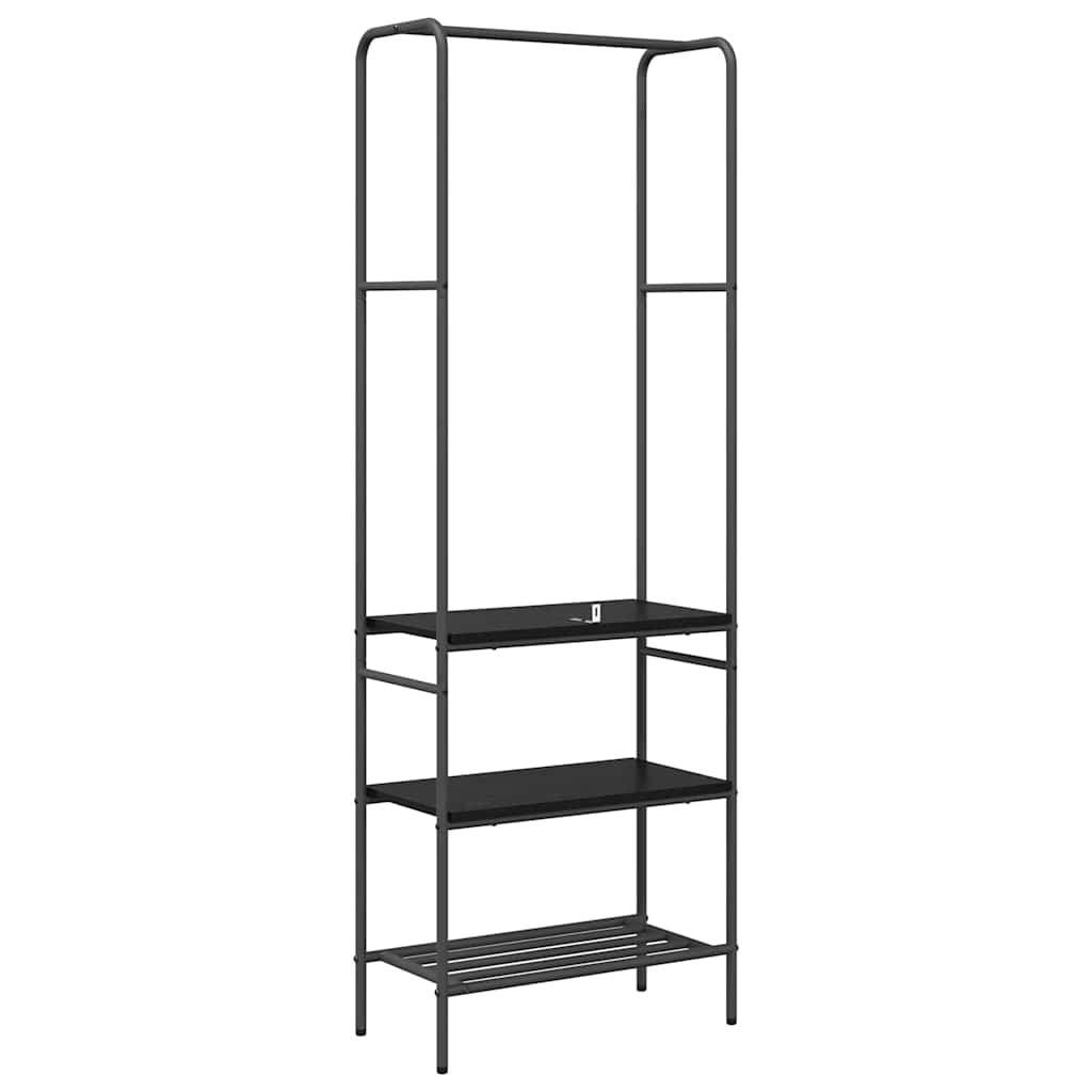 vidaXL Kledingrek met planken met plank Zwart eiken 60 x 30 x 171 cm