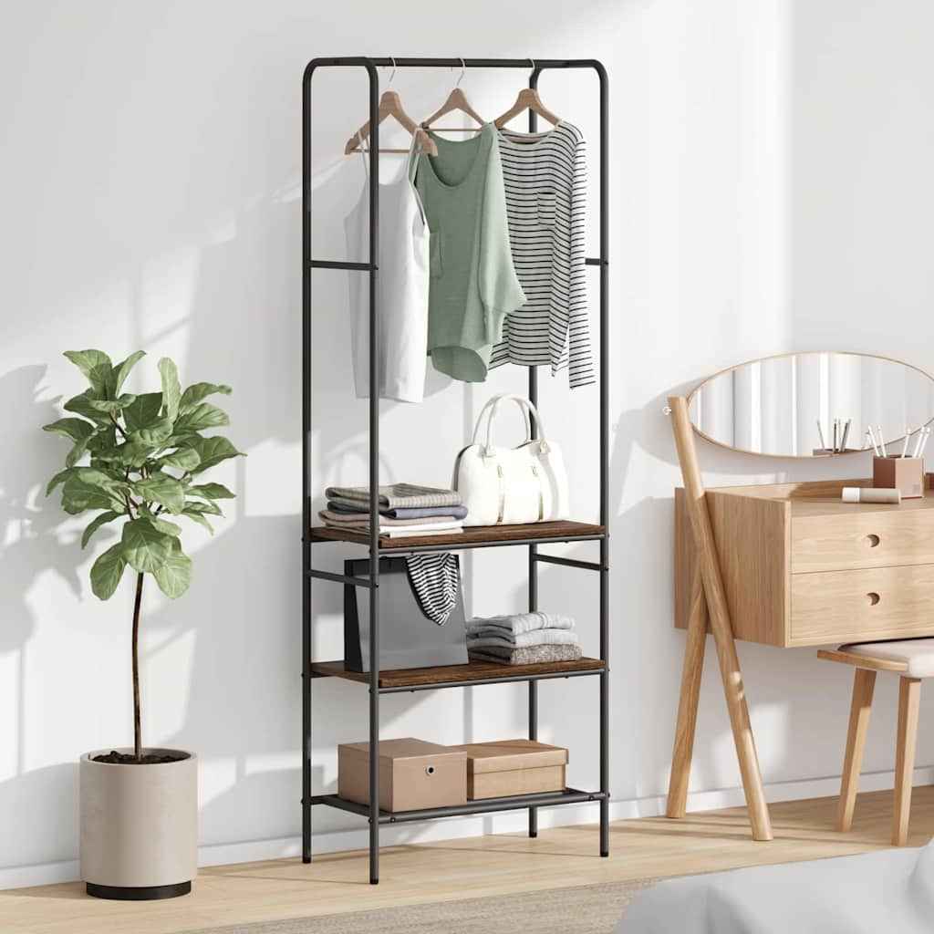 vidaXL Kledingrek met planken met plank Zwart eiken 60 x 30 x 171 cm