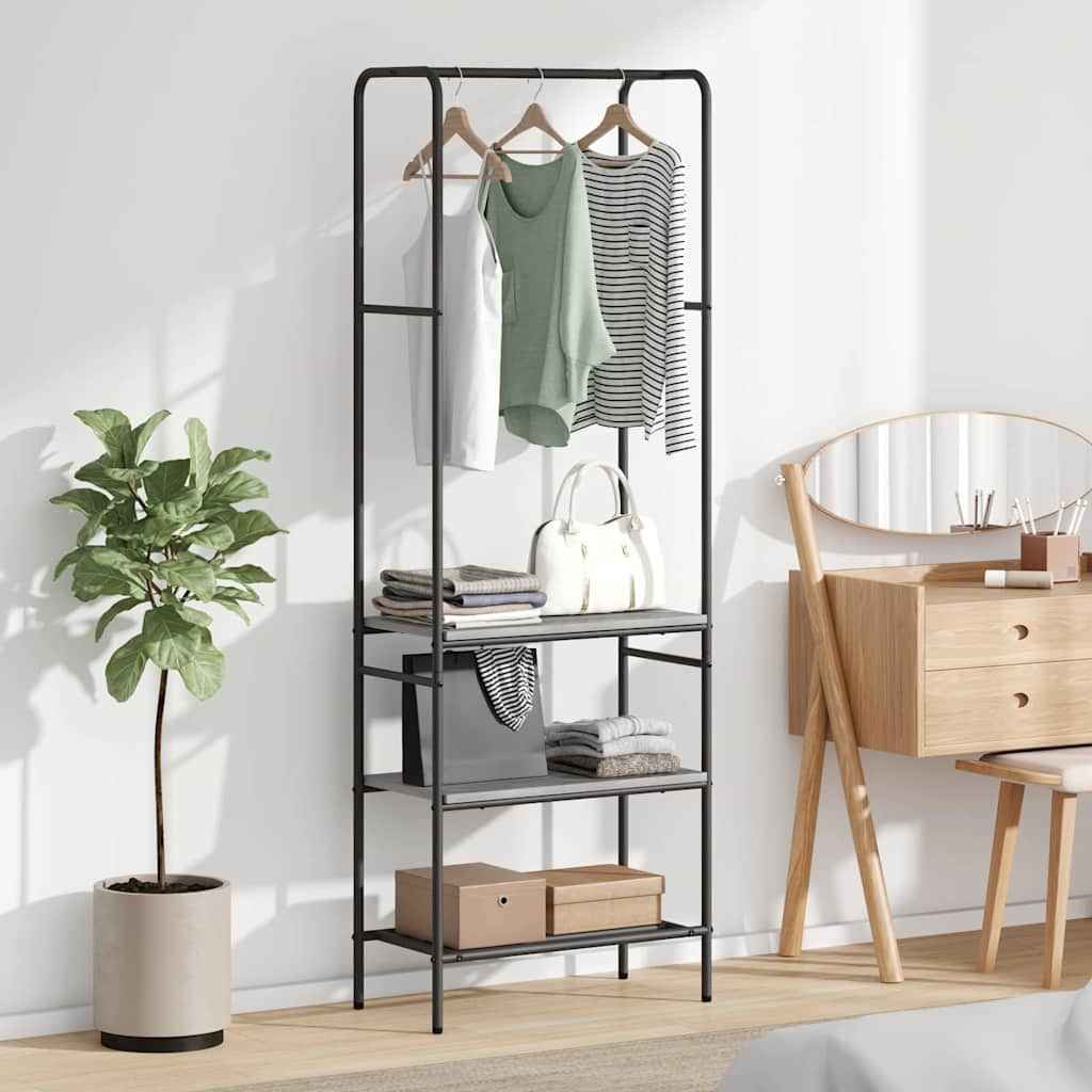 vidaXL Kledingrek met planken met plank Zwart eiken 60 x 30 x 171 cm