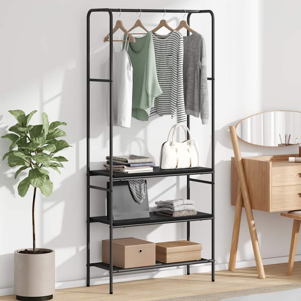 vidaXL Kledingrek met planken Zwart eiken 77 x 30 x 171 cm