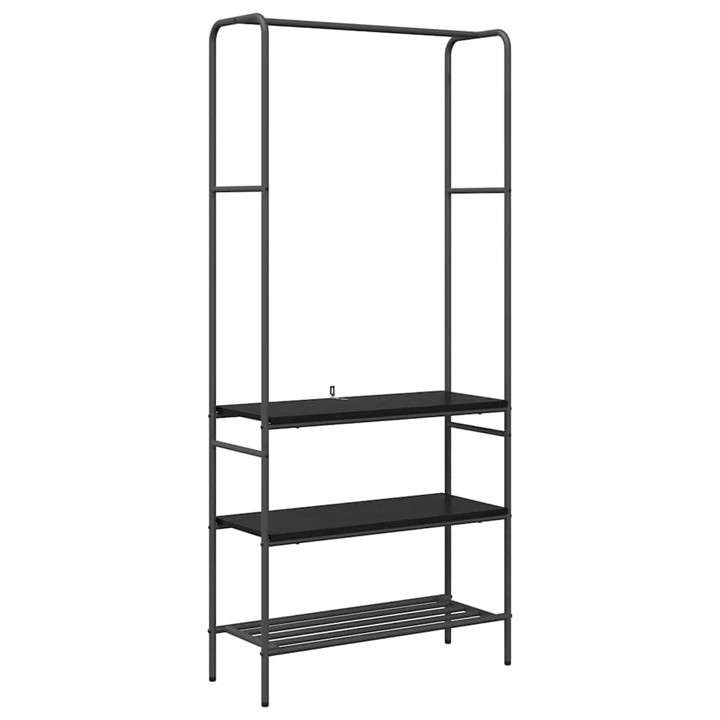 vidaXL Kledingrek met planken Zwart eiken 77 x 30 x 171 cm