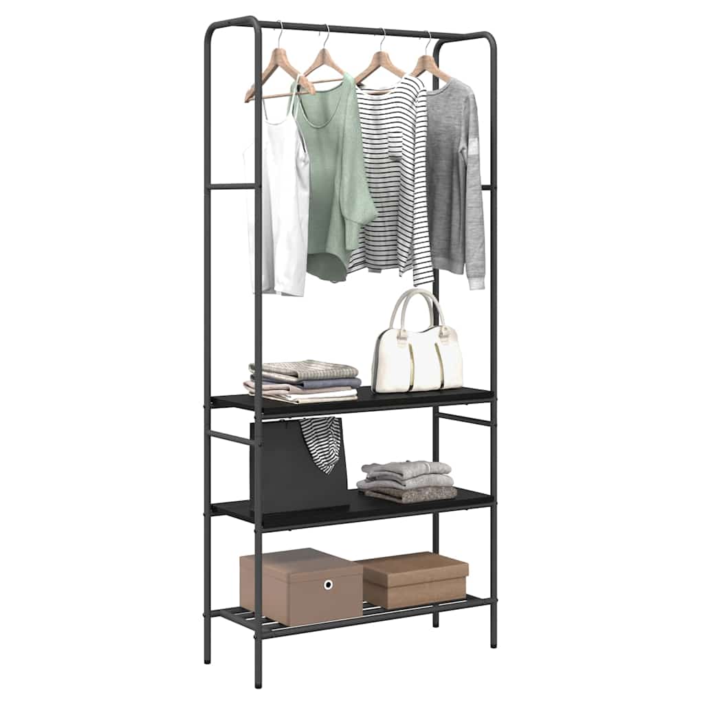 vidaXL Kledingrek met planken Zwart eiken 77 x 30 x 171 cm