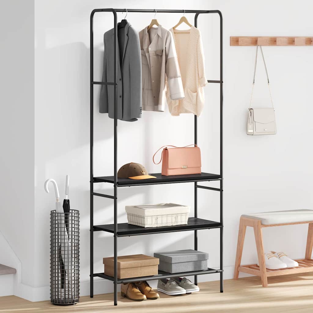 vidaXL Kledingrek met planken Zwart eiken 77 x 30 x 171 cm
