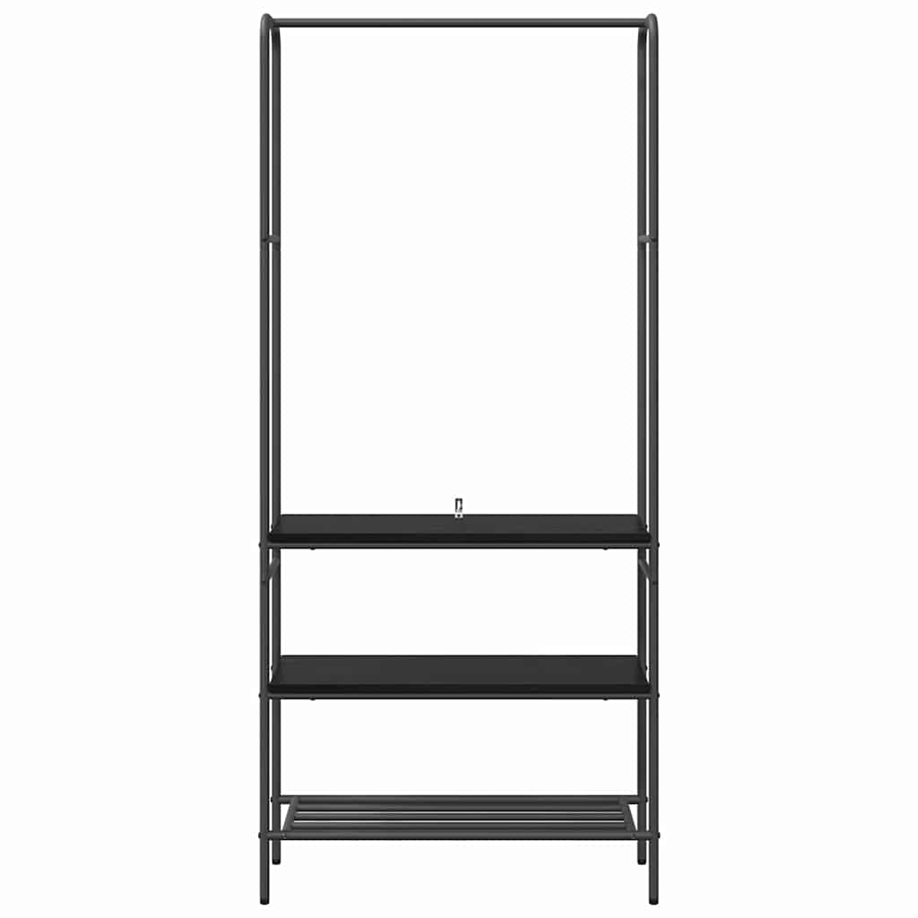 vidaXL Kledingrek met planken Zwart eiken 77 x 30 x 171 cm