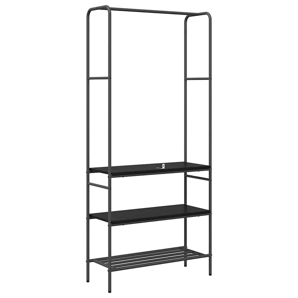 vidaXL Kledingrek met planken Zwart eiken 77 x 30 x 171 cm