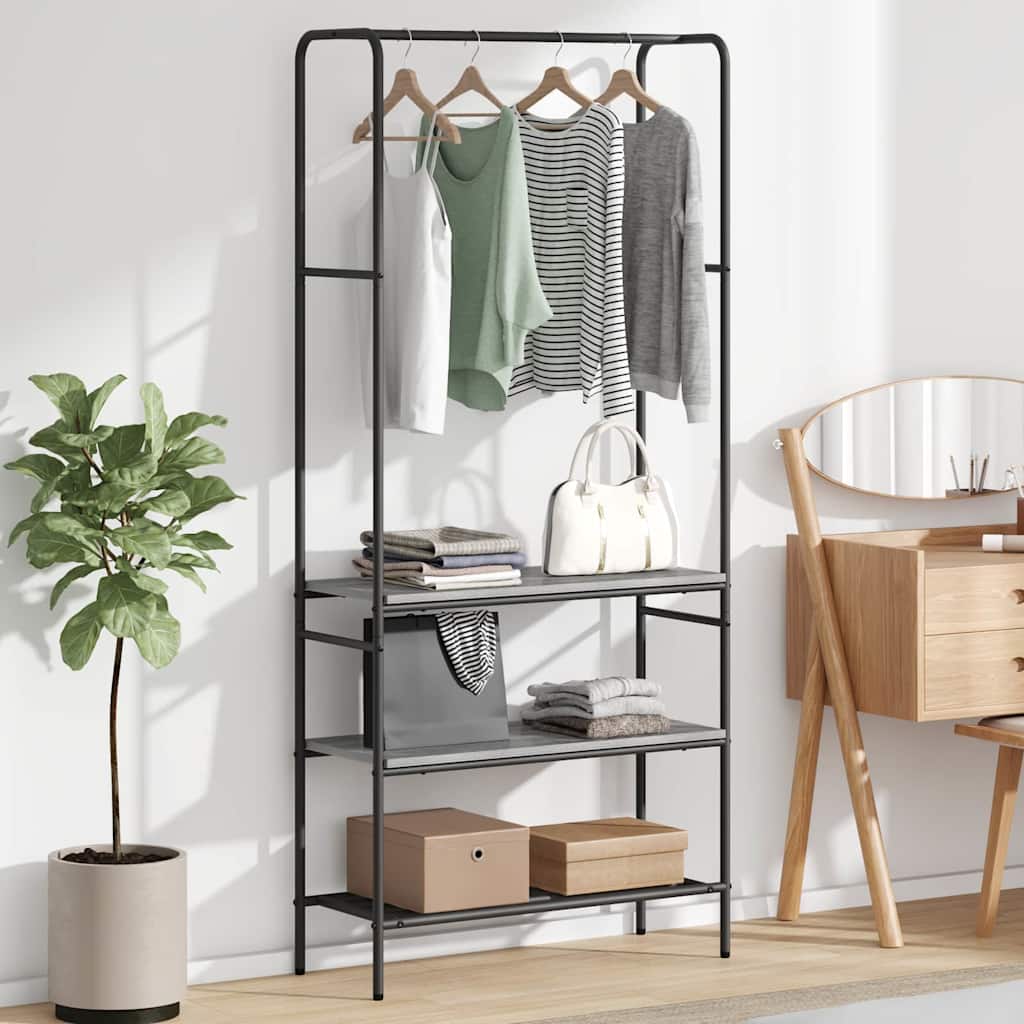 vidaXL Kledingrek met planken Zwart eiken 77 x 30 x 171 cm