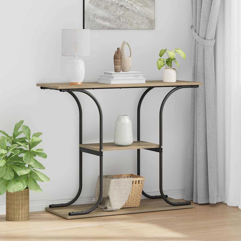 vidaXL Wandtafel met plank Zwart eiken 101 x 35 x 80.5 cm Bewerkt hout