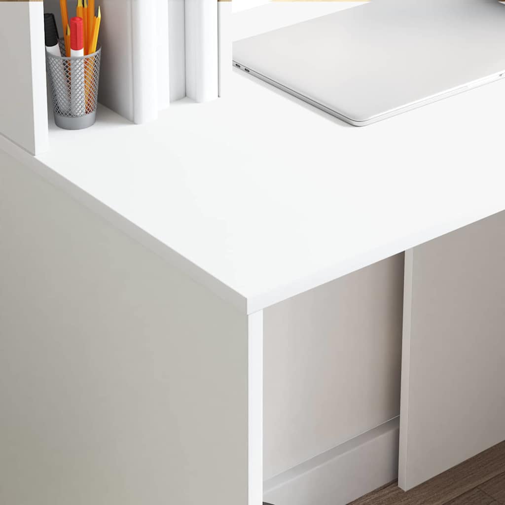 vidaXL Bureau met plank met opslag Wit 91 x 50 x 149 cm Bewerkt hout
