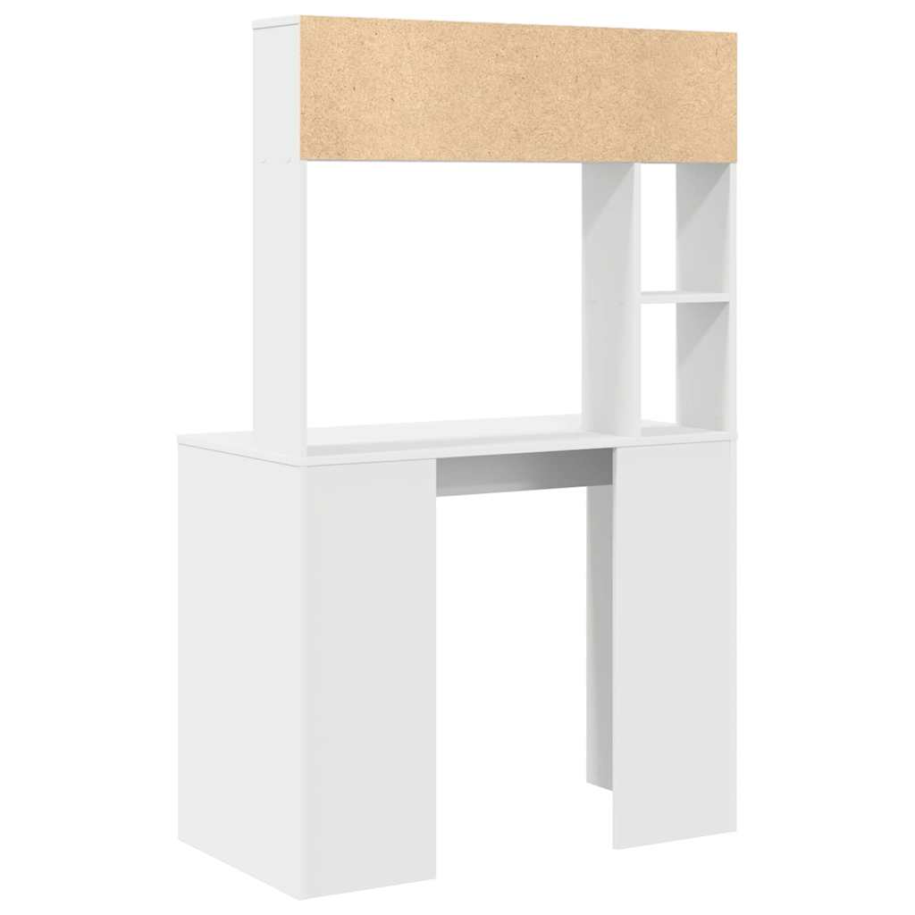 vidaXL Bureau met plank met opslag Wit 91 x 50 x 149 cm Bewerkt hout