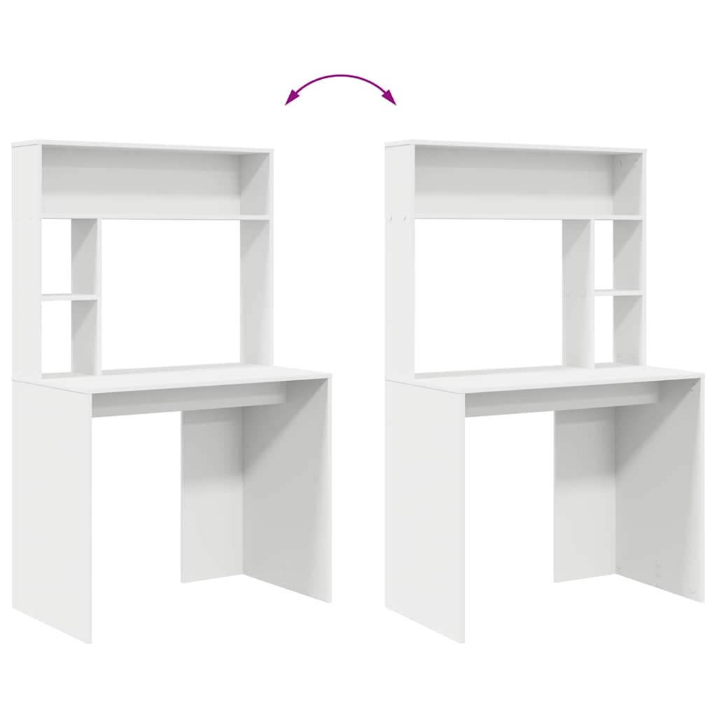vidaXL Bureau met plank met opslag Wit 91 x 50 x 149 cm Bewerkt hout