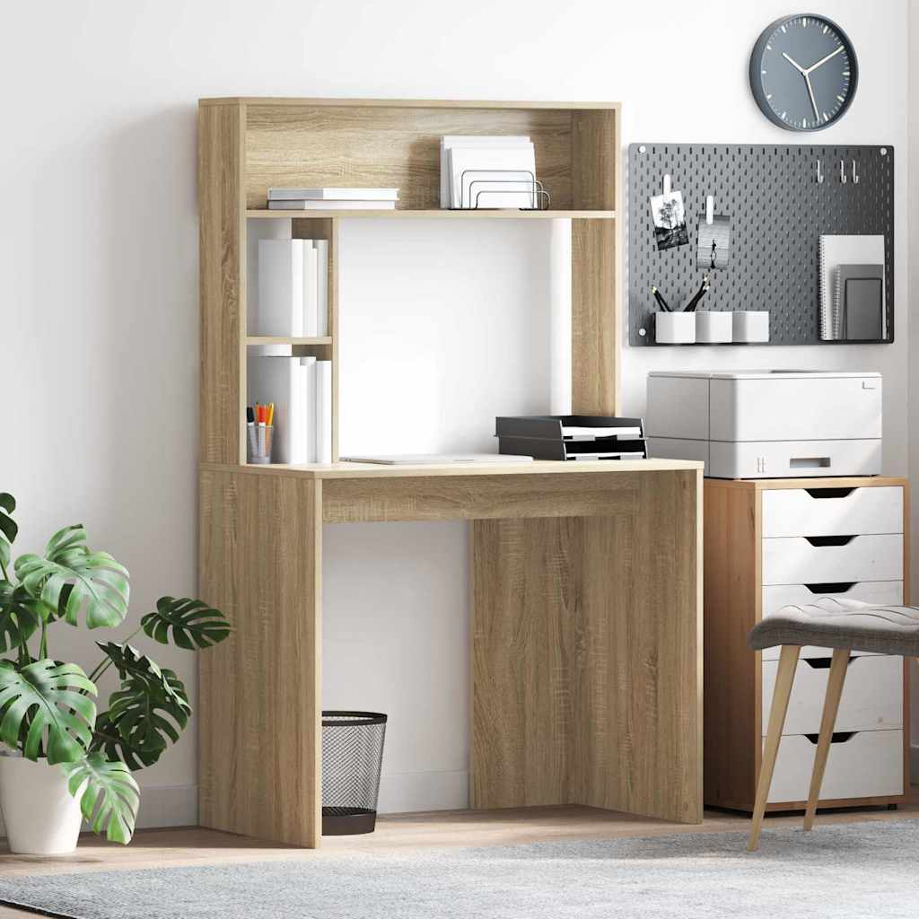 vidaXL Bureau met plank met opslag Wit 91 x 50 x 149 cm Bewerkt hout