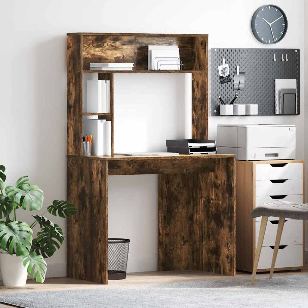 vidaXL Bureau met plank met opslag Wit 91 x 50 x 149 cm Bewerkt hout