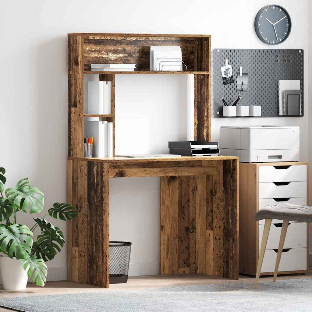 vidaXL Bureau met plank met opslag Wit 91 x 50 x 149 cm Bewerkt hout