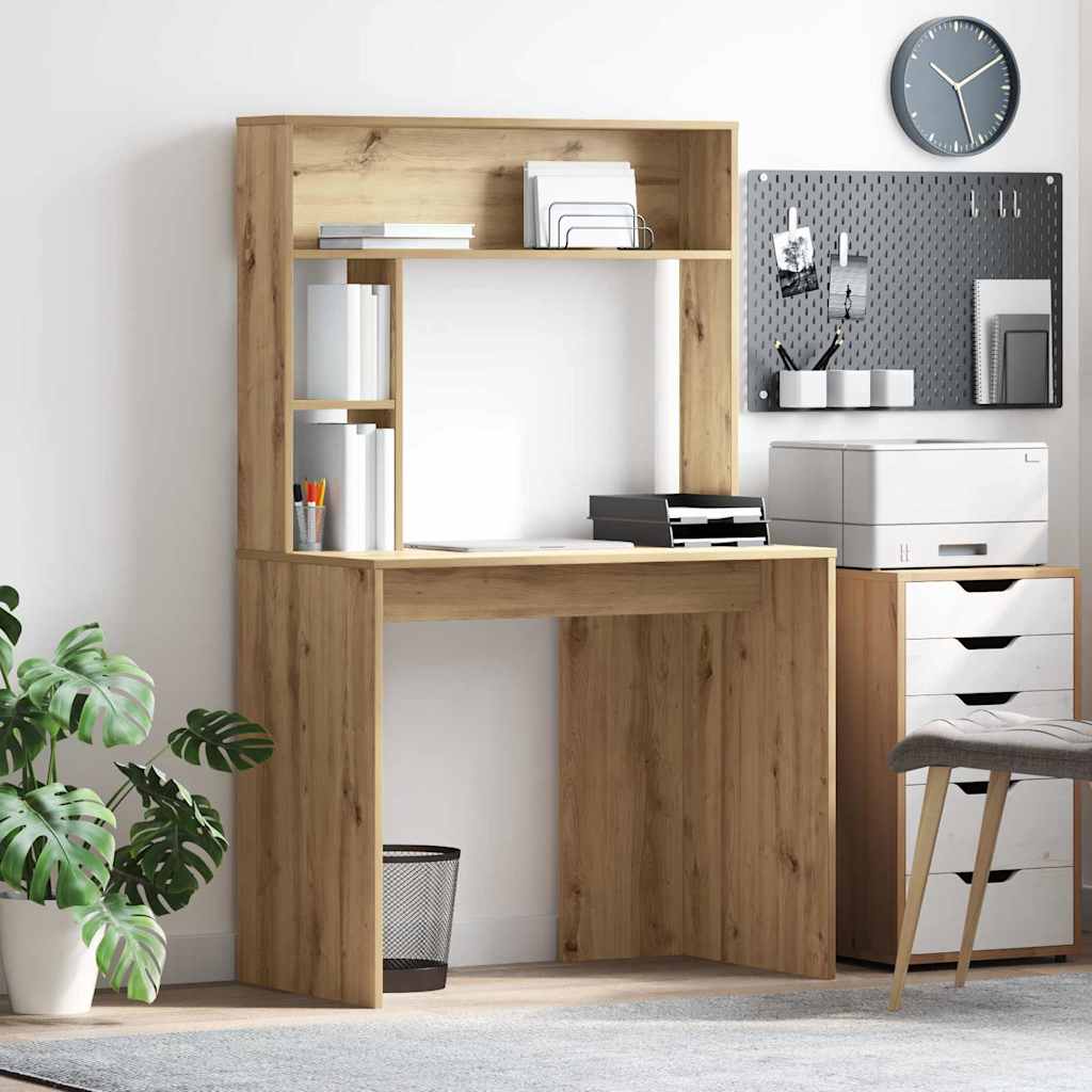 vidaXL Bureau met plank met opslag Wit 91 x 50 x 149 cm Bewerkt hout